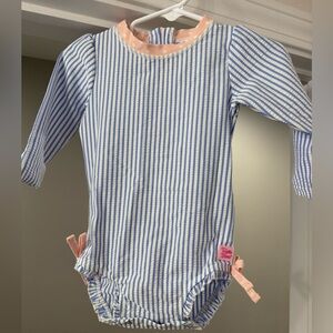 Ruffle Butts Blue and White Striped Bodysuit